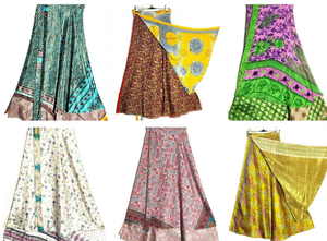 Handmade Double Layer Sari Silk <b>Wrap</b> <b>Skirt</b> Maxi Length Free Size <b>Long</b> <b>Skirt</b> for Women Stylish Breathable and Perfect for Travel - Product Image 6