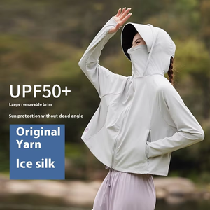 เสื้อแจ็คเก็ตกันแดดสำหรับผู้หญิง UPF50+ สีดำ ผ้าสแปนเด็กซ์/ไนลอน ระบายอากาศ ป้องกันแบคทีเรีย แห้งเร็ว ป้องกันแสงแดดได้อย่างเต็มที่ - Product Image 3