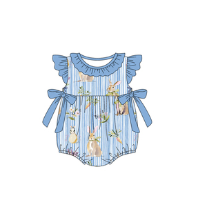 Combinaison bébé fille à manches longues avec fermeture éclair, imprimé œufs, nœuds colorés, vente en gros, ensemble enfant, SR3902 - Product Image 4