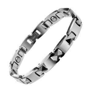 Pulsera Unisex Clásica de Tungsteno con Eslabones, Terapia Magnética, Energía Cuántica, Bio Nano Energía Escalar, Iones Negativos, Plateada/Dorada - Product Image 3