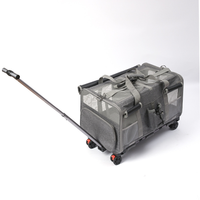 Sac de transport pour animaux de compagnie de luxe à grande capacité, à deux compartiments, en tissu Oxford, double couche, pliable, avec roulettes, détachable, portable, pour l'extérieur