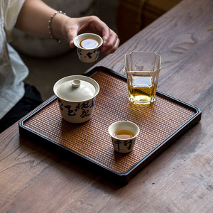Bamboo Woven Rectangular <b>Tea</b> <b>Tray</b> Heat Resisting Surface For Kung Fu <b>Tea</b> Serving Household Use - Product Image 3
