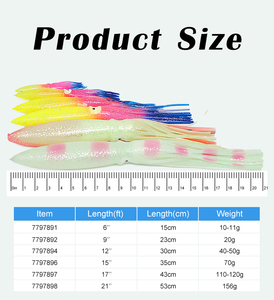6 ''9'' 12 ''15'' 17 ''21'' tùy chỉnh đầy màu sắc váy bạch tuộc thu hút trò chơi lớn cá ngừ mahi Marlin câu cá trolling bóng đèn mực thu hút - Product Image 2