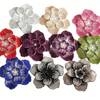 Applique florale 3D en strass Selina Crystal, faite à la main, à trois couches, pour chaussures, sacs, vêtements, accessoires pour cheveux