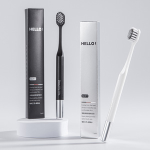 Soft Bristle <b>Toothbrush</b> Manual High Quality Adult Use Silver Plated Bamboo Charcoal Wide <b>Head</b> Model 707 - Product Image 3