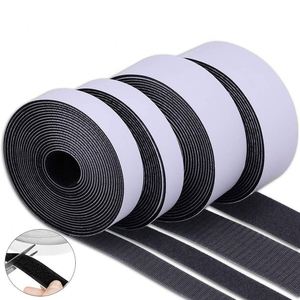 Bande auto-adhésive en polyester noir de 10 cm x 1 m avec crochets et boucles pour canapés et vêtements, Velcro auto-adhésif - Product Image 1