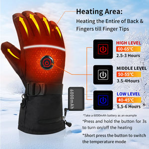 Guantes calefactores eléctricos para invierno, guantes calefactables para esquí, para acampar, pescar, cazar, motocicleta, impermeable, dedo dividido - Product Image 3