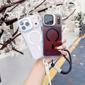 เคสโทรศัพท์ใสพร้อมสายคล้องมือสำหรับ iPhone 17 16 15 Pro Max, เคส iPhone 18 พร้อมฝาปิดเลนส์ - Product Image 1