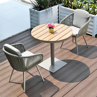 Meubles d'extérieur en aluminium corde de patio chaise d'extérieur ensemble de table à manger en bois en plastique