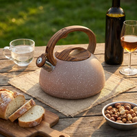 Bouilloire sifflante automatique en acier inoxydable avec couvercle en verre, design minimaliste pour cuisinières à gaz et à induction, vente en gros transfrontalière et exportation