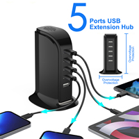 Station de charge murale MAX 20W avec 5 ports USB, bloc de charge, concentrateur de charge, adaptateur USB 5 prises pour smartphones, maison, bureau