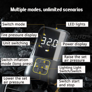 Compresseur d'air électrique portable avec pompe à air multifonction LED pour vélo, automobile, voiture, gonfleur Type-C 12V, maison intelligente - Product Image 4