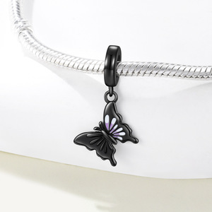 white <b>copper</b> gradient epoxy black butterfly pendant, original niche DIY <b>bracelet</b>, jewelry, accessory, pendant for women - Product Image 3