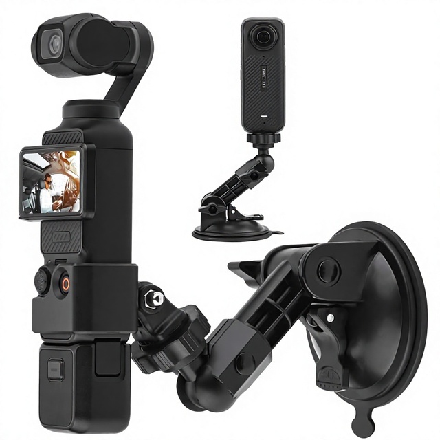 BRDRC Pocket 3 4 Suction Cup Mount Car Windshield Window Dash Holder Kit for Insta360 X4 X5 Go 3S for Max Hero Action 6 5 Pro