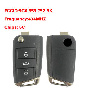 CN001148 pour V-W Golf Polo Tiguan <span class=keywords><strong>T</strong></span>-<span class=keywords><strong>Roc</strong></span> Arteon 2017+ 434Mhz 5C Chip Non-Smart / Clé de contact 5G6 959 752 BK - Product Image 1