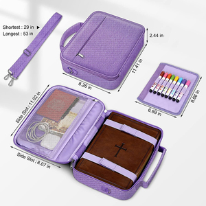 Large <strong>Bible</strong> Cover with Shoulder Strap, Carrying Book Case Church Bag <strong>Bible</strong> Protective with Pen Slots and Zippered Pocket