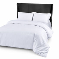 Ensemble de draps blancs en satin rayé en polyester, 4 pièces, pour hôtel, fabrication directe, taille personnalisée