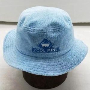 <strong>Navy</strong> Blue Terry Cloth <strong>Bucket</strong> Cap <strong>Hat</strong> with Embroidered Logo - Casual Soft Towel Fabric Sun <strong>Hat</strong> for Men Women - Product Image 5