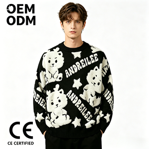 Maglione Casual da Uomo 100% Cotone con Collo Tondo, Personalizzabile con Ricamo in Ciniglia a Forma di Drago, Traspirante per Primavera e Inverno - Product Image 1