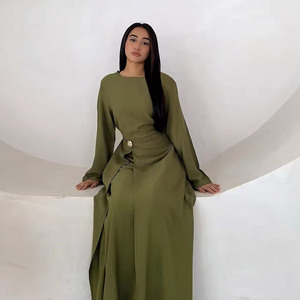 formal maxi dresses with sleeves Chiffon V-Neck Blush Formal Dress with Long Sleeves