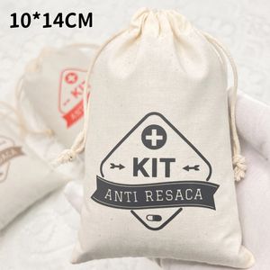 Bolsas de almacenamiento de algodón personalizadas Kits DE BODA Antiresaca Boda Party Gift Red Cross Hangover Kits Reciclable Print Craft Packaging - Product Image 2