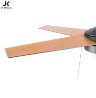 JK CF007BZ Ventilateur de Plafond Style Européen avec Lumière, 5 Pales Réversibles en Bois pour Chambre à Coucher et Salon
