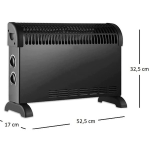 Radiateur électrique à convection 750W 1050W 1800W 3 niveaux de chaleur 52,5x17x32,5 cm Noir - Product Image 3