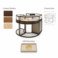 Vitrine de présentation de bijoux en marbre et bois sur mesure avec éclairage LED pour les bijouteries, les magasins de détail et les salles d'exposition