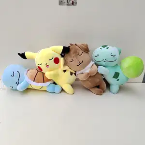 4 Models Sleeping Position Pokemoned Pikaachu Bulbasaur Eevee Squirtle Kawaii Japanese Peripheral Plush Toy