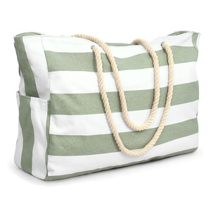 Sac fourre-tout en toile extra large écologique avec impression de logo personnalisé, fermeture éclair, poignée longue, broderie tendance, sac de shopping élégant - Product Image 5