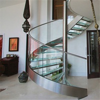 Verre dépoli incurvé escaliers escalier en verre moderne de conception