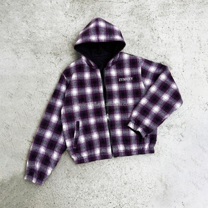 Sweat-shirts à capuche zippés réversibles personnalisés 100 % coton, vestes surdimensionnées, manteaux à carreaux épais, fabricant de sweats à capuche réversibles - Product Image 1