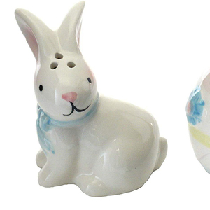 Ensemble d'ustensiles à sel et à poivre en céramique, forme d'œuf de pâques et de <span class=keywords><strong>lapin</strong></span>, prise personnalisée - Product Image 1