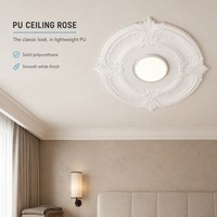 Rose de plafond en polyuréthane, médaillon de plafond en PU, panneau central de plafond rond sculpté de 33,5 cm, imitation plâtre pour lustre