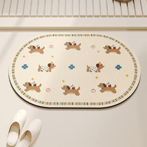 Alfombra de baño ovalada Sausage Squad con diseño de perros de dibujos animados, antideslizante, para baño, cocina, entrada de restaurante - Product Image 1