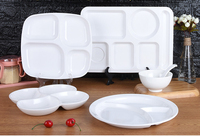 Assiette en mélamine réutilisable à 6 compartiments pour cantine, service de restauration rapide
