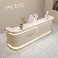 Bureau de réception de salon de beauté, hôtel, design minimaliste moderne, bois massif courbé simple, durable, mobilier commercial haut de gamme de luxe