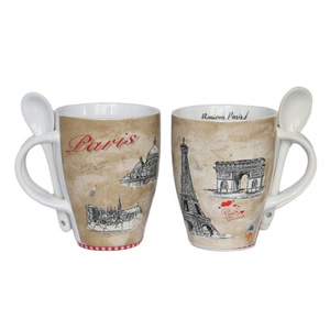 Fabricant Tasse à café en céramique souvenir personnalisée <span class=keywords><strong>Paris</strong></span> Tour Eiffel Design Vintage Tasses en porcelaine avec cuillère - Product Image 4