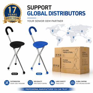 Medical Grade Aluminum Folding Cane Seat | Portable 2-in-1 <strong>Walking</strong> <strong>Stick</strong> Stool For Elderly - Product Image 6