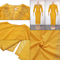 Robes d'automne tendance S10621 pour femmes, robes de soirée élégantes décontractées à manches longues, robes slim à perles, robes africaines pour femmes, vêtements pour femmes