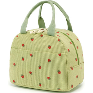 In Stock Portable Corduroy <b>Lunch</b> Cooler <b>Bag</b> Thermal Insulation Oxford Cloth and Polyester <b>for</b> <b>Women</b> - Product Image 4