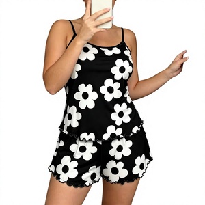 Women 2-Piece Floral Lounge Set Sleeveless Cami Shorts Summer Wear Breathable Elastic Waist Printed Casual Sleepwear - Product Image 3