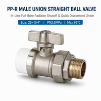 Robinet à boisseau sphérique manuel en laiton, double union 20mm-32mm, pour eau PPR, personnalisable OEM