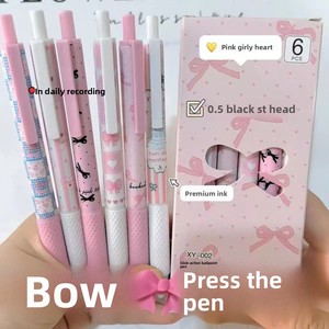 Penna a Scatto Doit in Edizione Limitata Rosa con Fiocco Stile Instagram, Design Accattivante, in Plastica, Inchiostro Nero 0.5mm, Asciugatura Rapida, Scrittura Fluida - Product Image 1