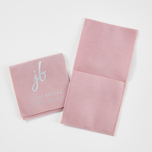 8x8cm Pink Earring Necklaces Suede Pouch Velvet <b>Gift</b> Bag Custom Jewelry Packaging Pouch Bag with Flap - Product Image 3