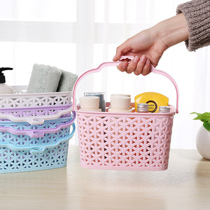 Plastic Storage Basket With Handles Rectangle Pink Blue Purple White For Neatening Storage - Product Image 3