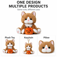 Jouet en peluche anti-stress brodé personnalisé en forme de chaton citrouille, directement de l'usine, fabricant OEM/ODM pour marques de distributeur en gros