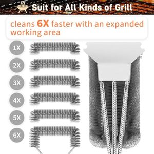 18inch Heavy Duty Grill <b>Brush</b> Scraper <b>Bottle</b> Opener Stainless Steel Bristles Plastic Durable Portable BBQ Cleaner for Charcoal - Product Image 4