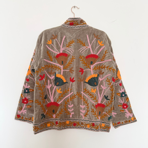 Veste matelassée classique en coton avec boutons, motif floral automne-hiver, en toile tissée brodée à la main, finition attrayante, style Suzani, écologique - Product Image 3