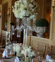 Candélabre en cristal de verre pour mariage, 9 bras, décoration d'intérieur, centre de table de mariage avec 5 bras en cristal